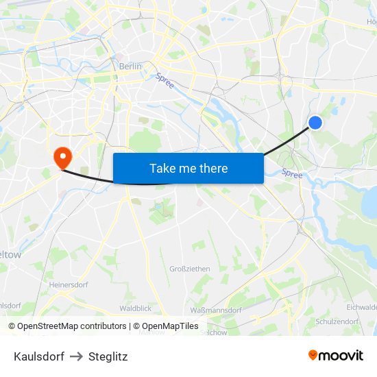 Kaulsdorf to Steglitz map