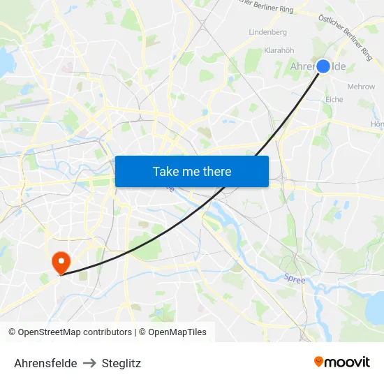 Ahrensfelde to Steglitz map