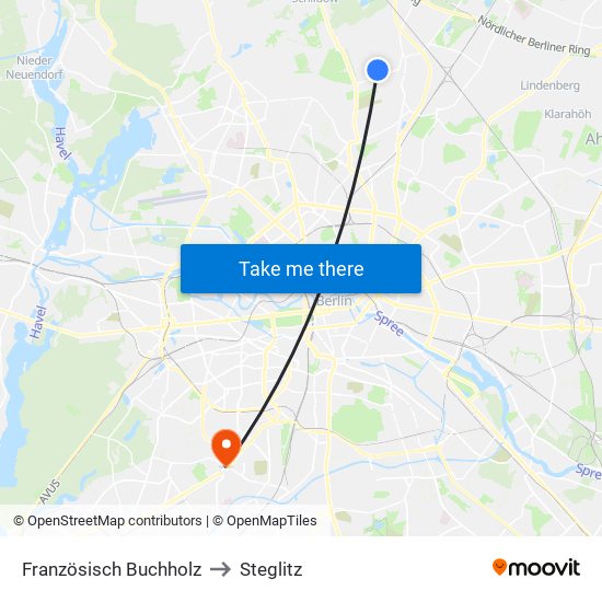 Französisch Buchholz to Steglitz map