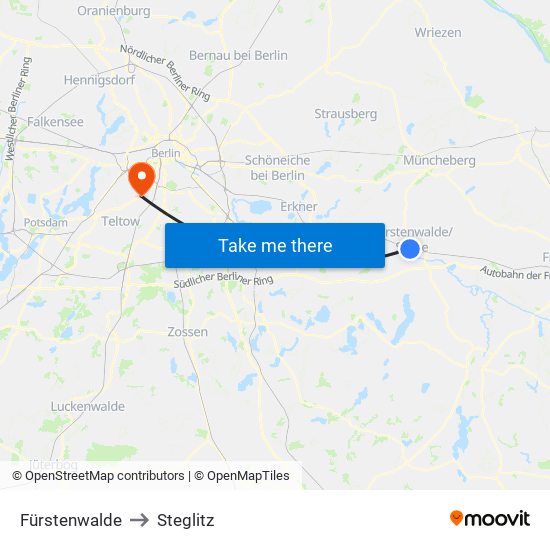 Fürstenwalde to Steglitz map