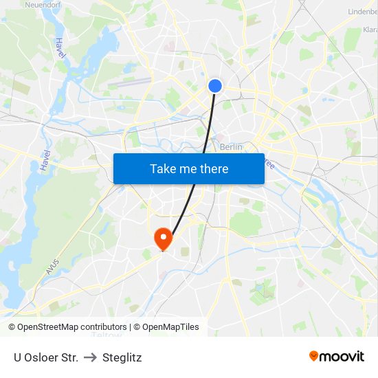 U Osloer Str. to Steglitz map