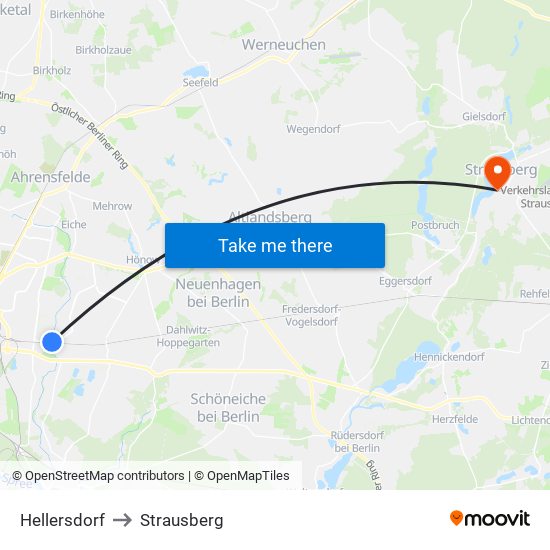 Hellersdorf to Strausberg map