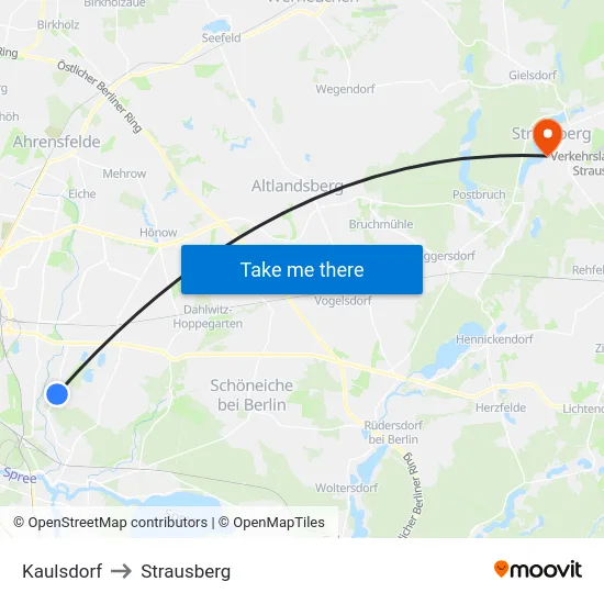 Kaulsdorf to Strausberg map