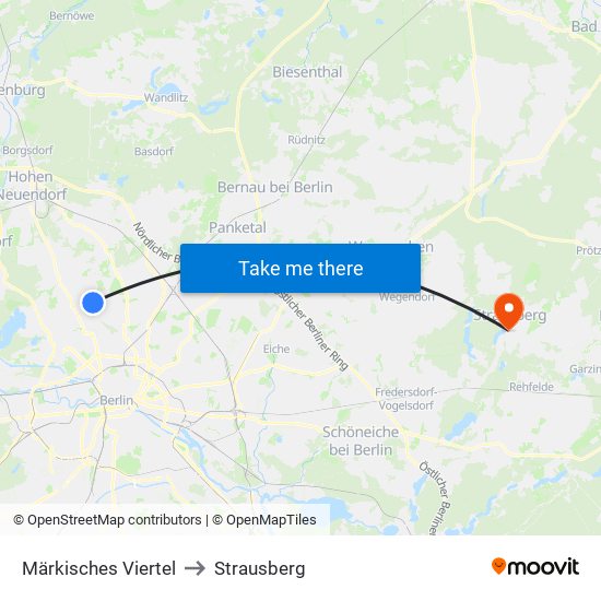 Märkisches Viertel to Strausberg map