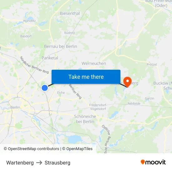 Wartenberg to Strausberg map