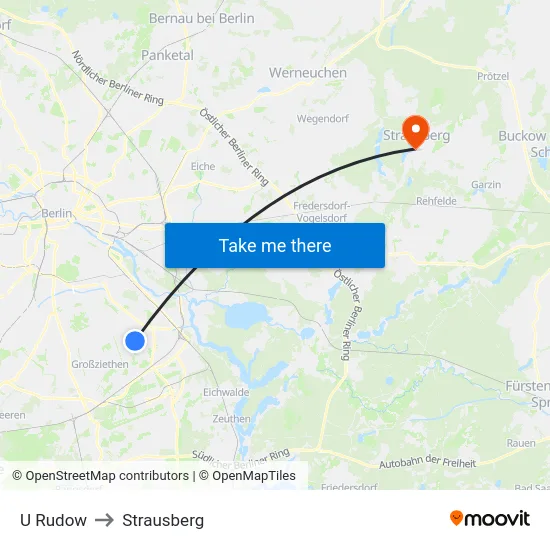 U Rudow to Strausberg map