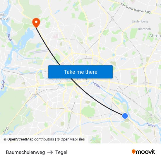 Baumschulenweg to Tegel map