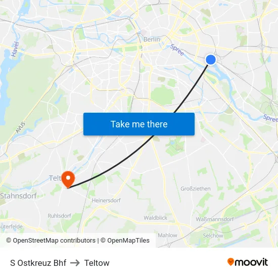 S Ostkreuz Bhf to Teltow map