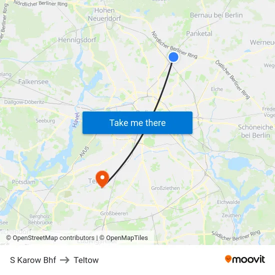 S Karow Bhf to Teltow map