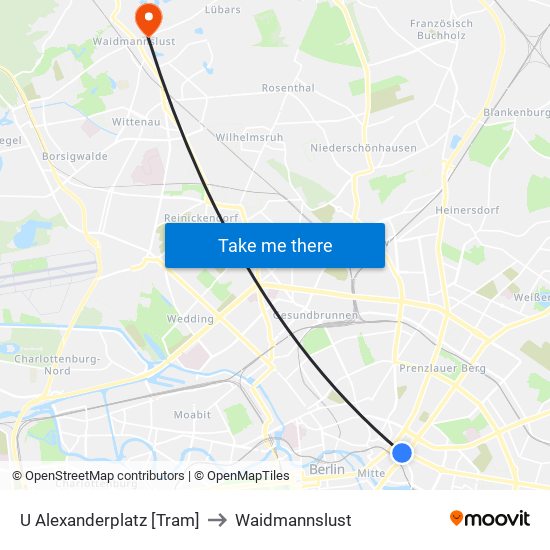 U Alexanderplatz [Tram] to Waidmannslust map