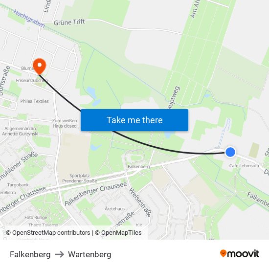 Falkenberg to Wartenberg map