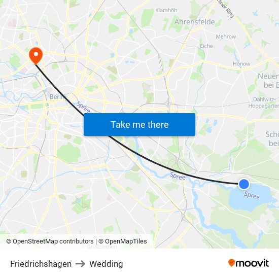 Friedrichshagen to Wedding map