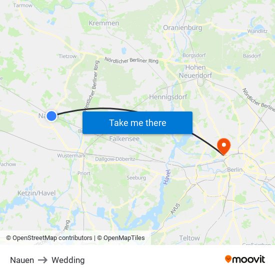 Nauen to Wedding map