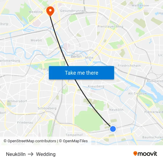 Neukölln to Wedding map