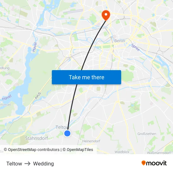 Teltow to Wedding map