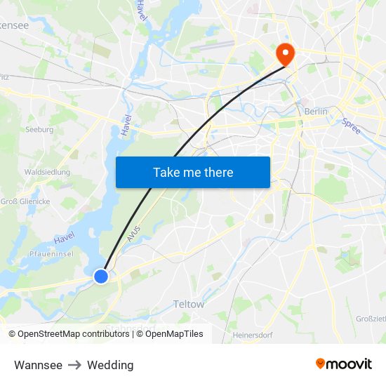 Wannsee to Wedding map