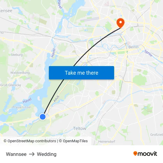 Wannsee to Wedding map