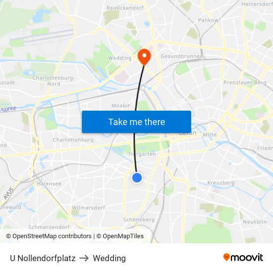 U Nollendorfplatz to Wedding map