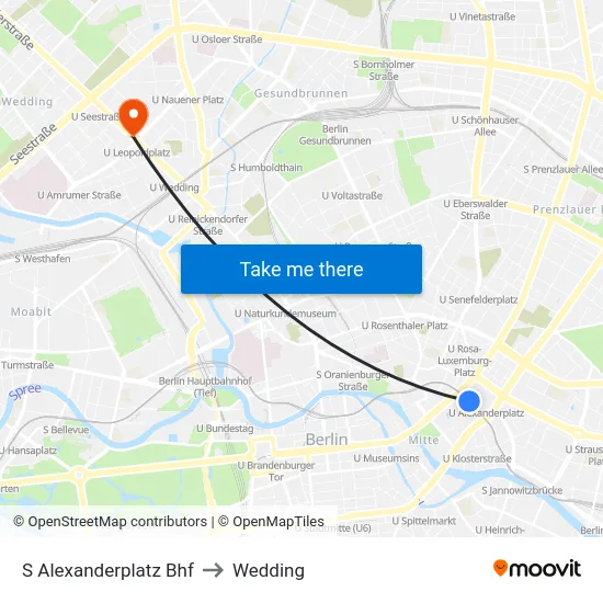 S Alexanderplatz Bhf to Wedding map