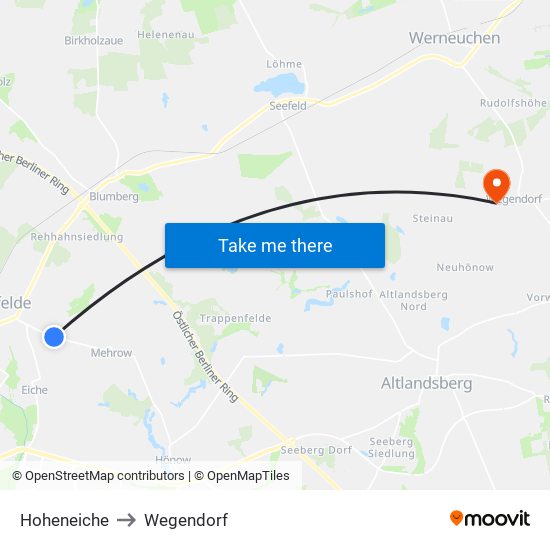 Hoheneiche to Wegendorf map