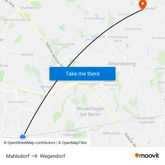 Mahlsdorf to Wegendorf map