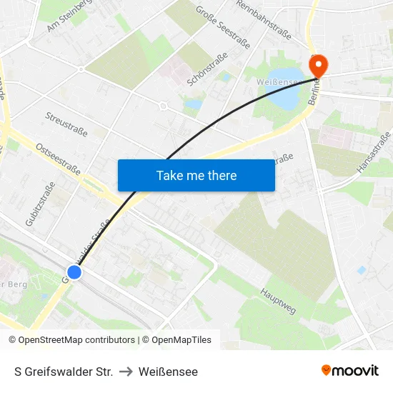S Greifswalder Str. to Weißensee map
