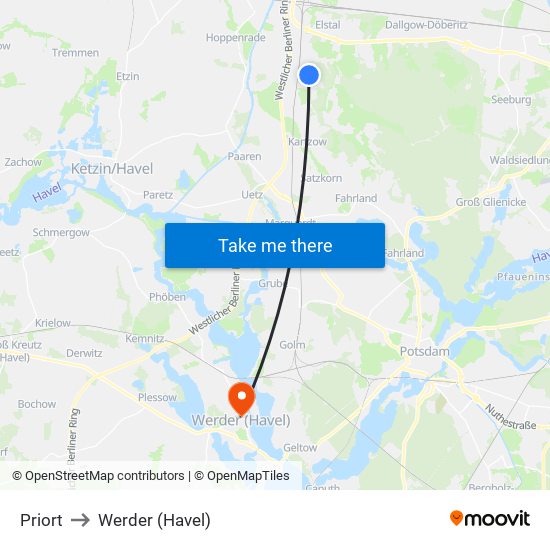 Priort to Werder (Havel) map