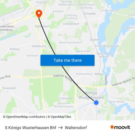 S Königs Wusterhausen Bhf to Waltersdorf map