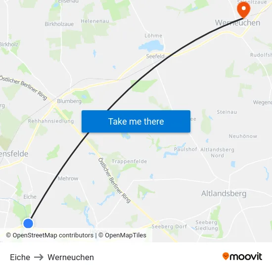 Eiche to Werneuchen map
