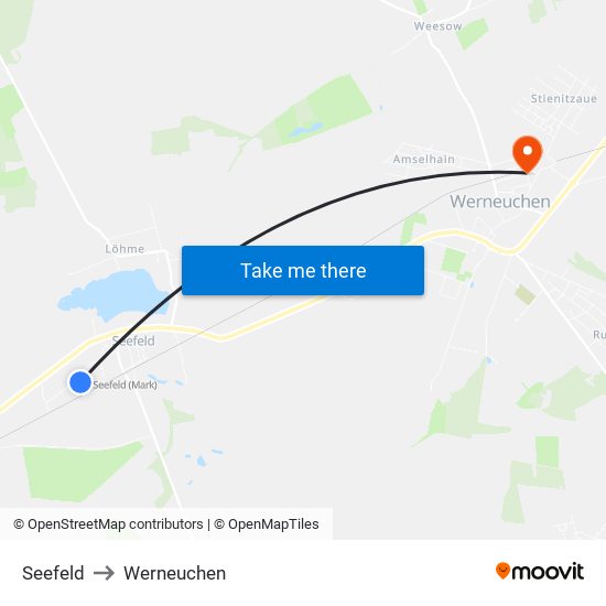 Seefeld to Werneuchen map