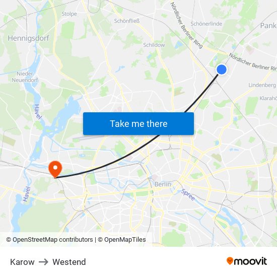 Karow to Westend map