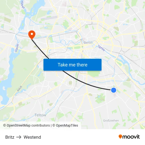 Britz to Westend map
