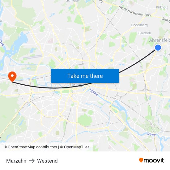 Marzahn to Westend map