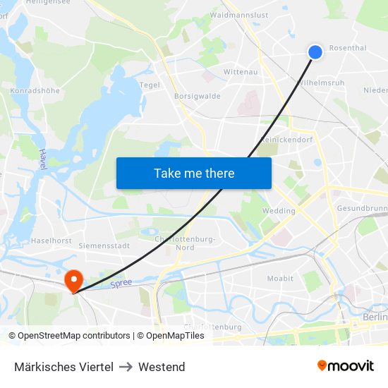 Märkisches Viertel to Westend map