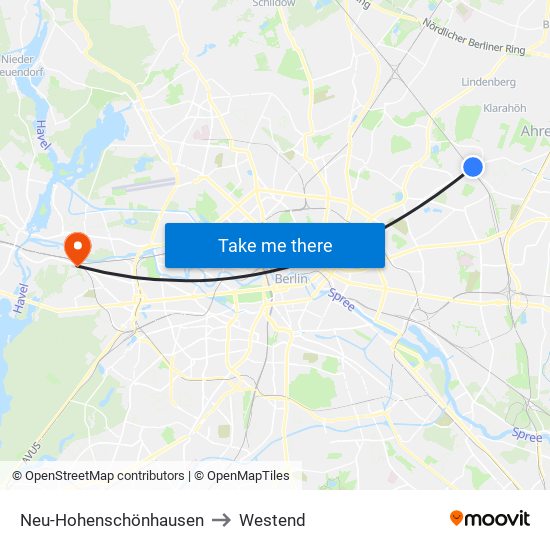 Neu-Hohenschönhausen to Westend map