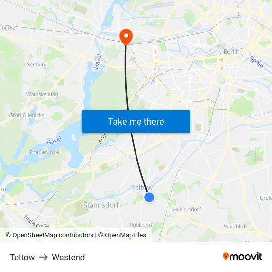 Teltow to Westend map