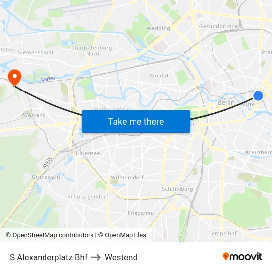 S Alexanderplatz Bhf to Westend map