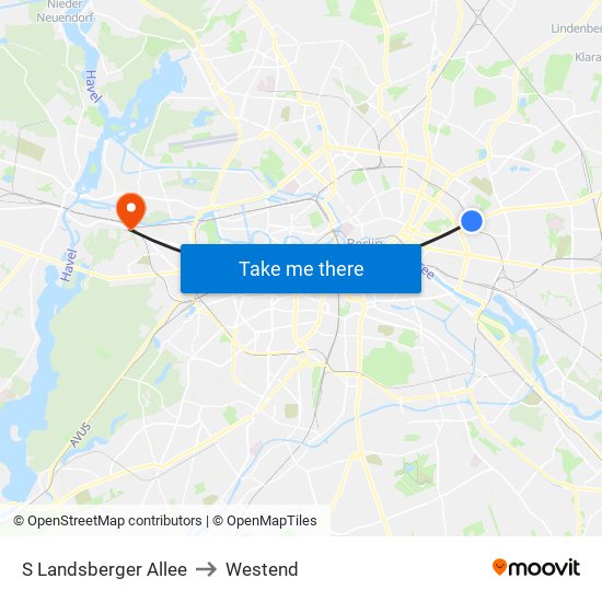 S Landsberger Allee to Westend map