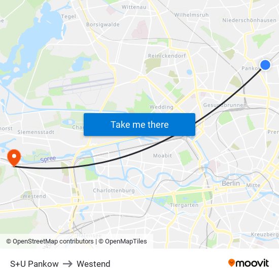 S+U Pankow to Westend map