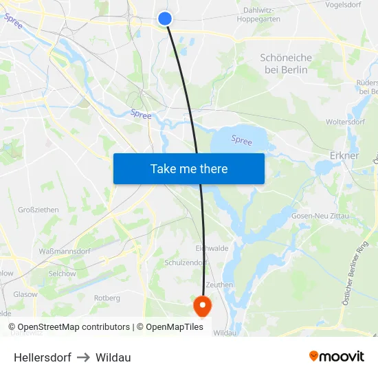 Hellersdorf to Wildau map