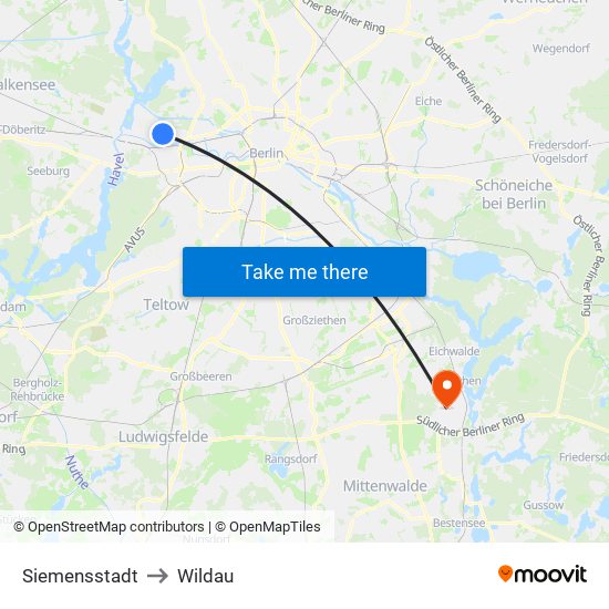 Siemensstadt to Wildau map