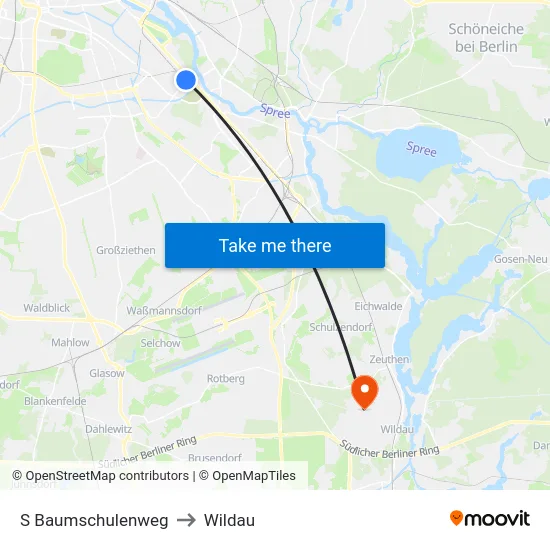 S Baumschulenweg to Wildau map