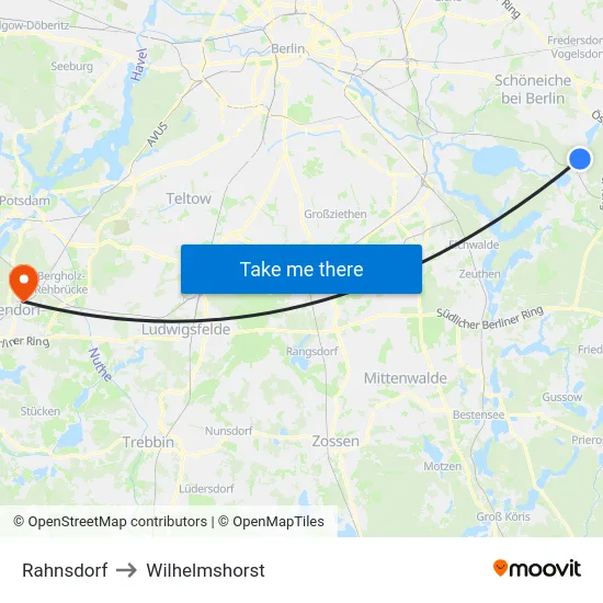 Rahnsdorf to Wilhelmshorst map