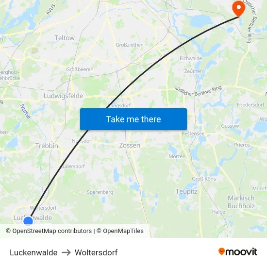 Luckenwalde to Woltersdorf map