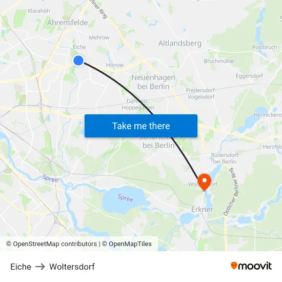 Eiche to Woltersdorf map