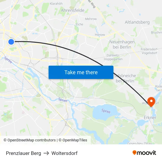 Prenzlauer Berg to Woltersdorf map