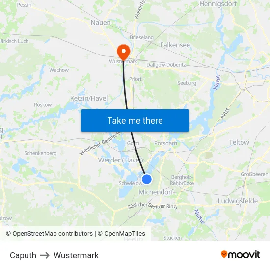 Caputh to Wustermark map