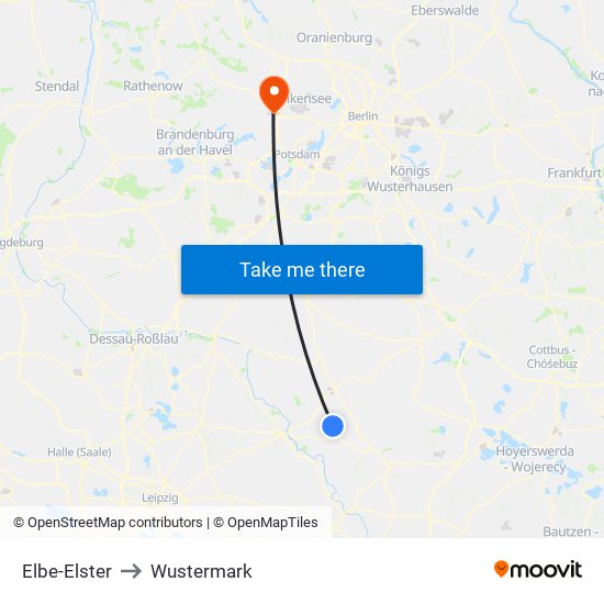 Elbe-Elster to Wustermark map