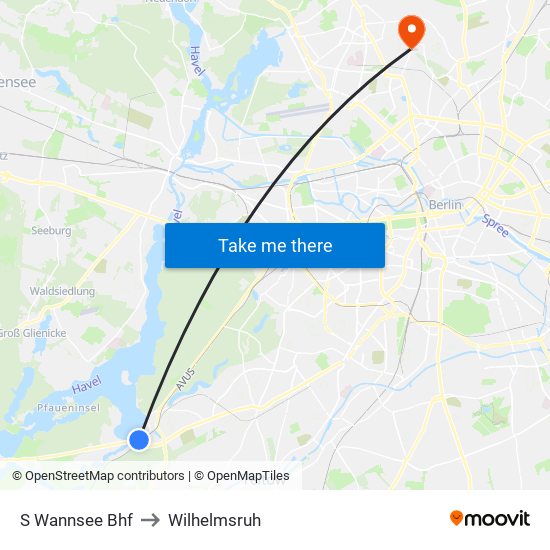 S Wannsee Bhf to Wilhelmsruh map