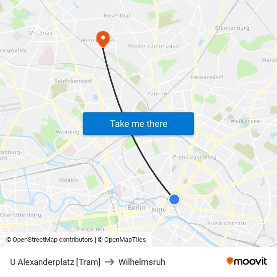 U Alexanderplatz [Tram] to Wilhelmsruh map